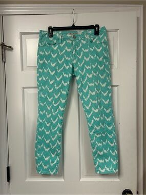 Mavi Turquoise & White Printed Skinny Jeans